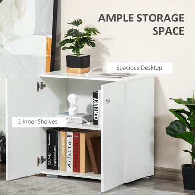 HOMCOM Storage Cabinet w/ Two Shelves Wooden Sideboard Freestanding Kitchen Cupboard Bookcase - White 