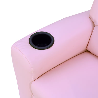 HOMCOM Kids Recliner Chair, PU Leather with Adjustable Backrest, Footrest, Padded Headrest, Pink 