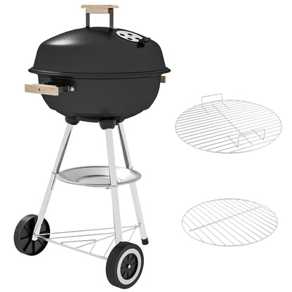 Outsunny Portable Round Kettle Charcoal Grill BBQ Smoker with Lid Outdoor Heat Control Party Patio Barbecue Garden 