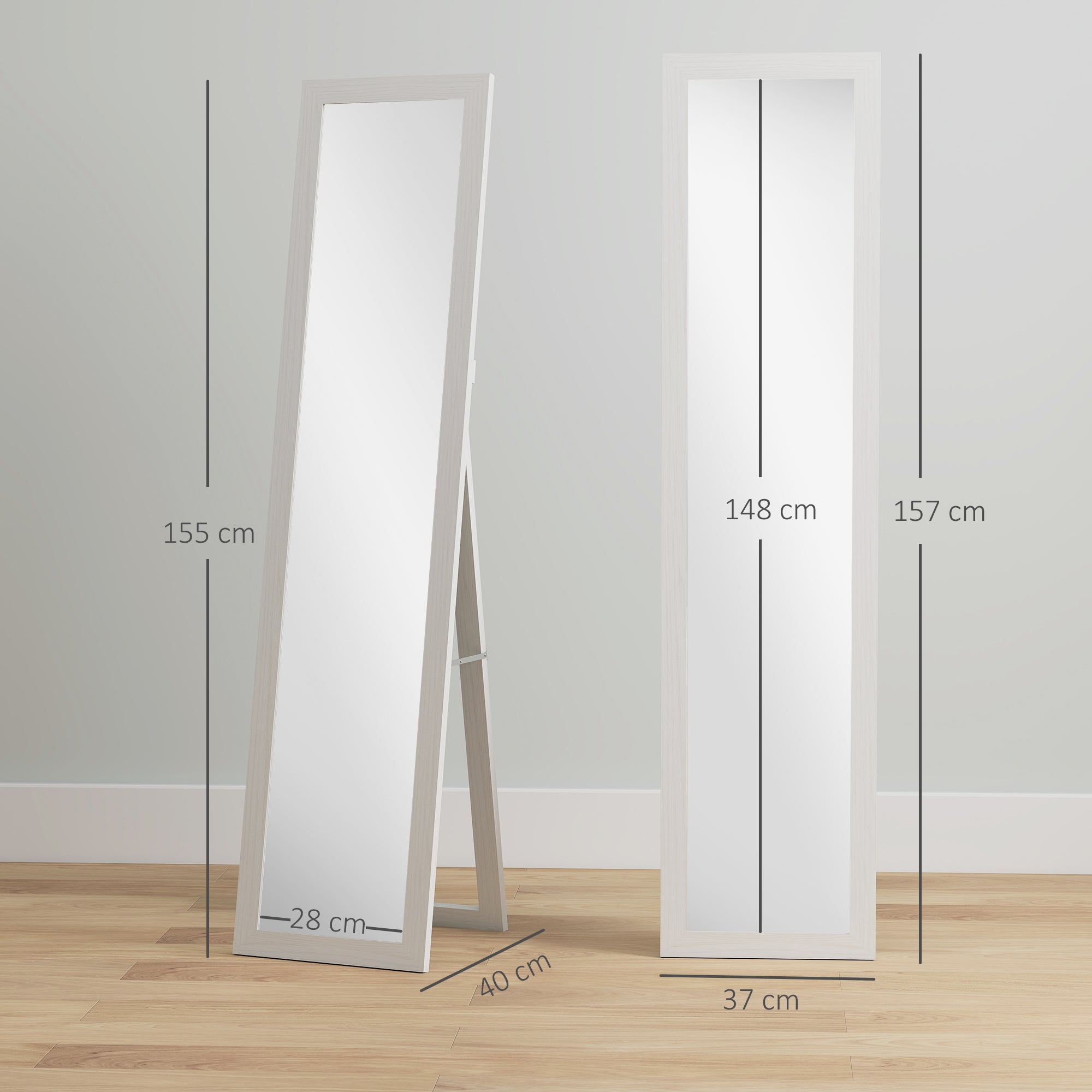 HOMCOM 37 x 157 cm Full Length Mirror - White 