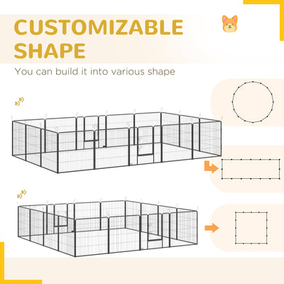 PawHut 16 Panels Heavy Duty Puppy Playpen, for Small and Medium Dogs, Indoor and Outdoor Use - Grey 