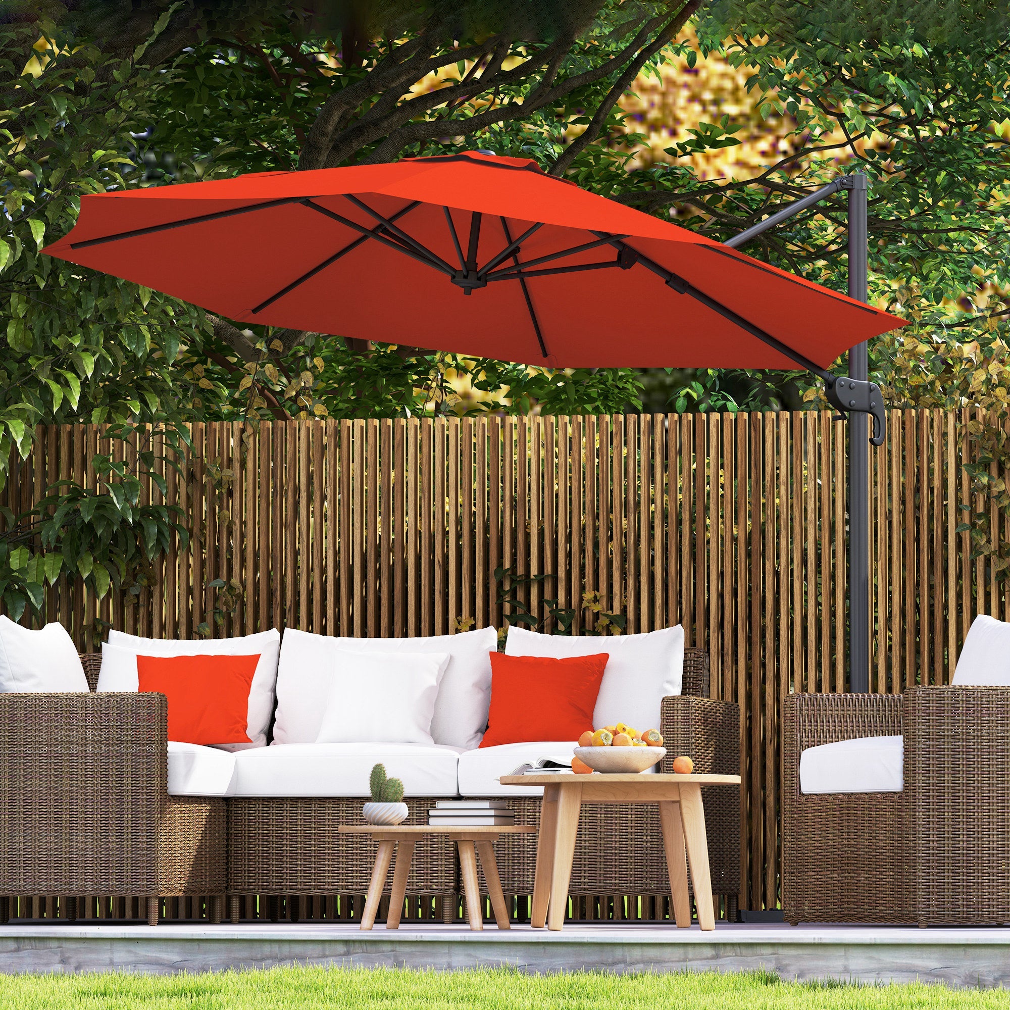Outsunny Five-Position Overhanging Parasol - Orange 
