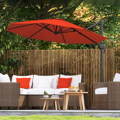 Outsunny Five-Position Overhanging Parasol - Orange 