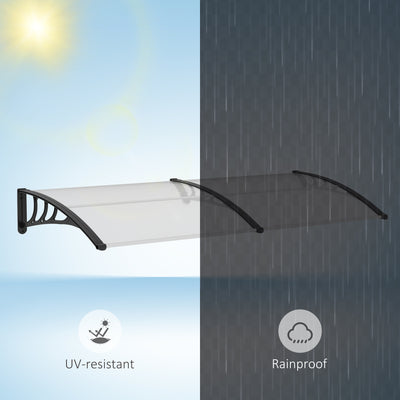 Outsunny 75 x 195 cm Curved Door Window Awning Canopy, Polycarbonate Cover Front Door Outdoor Patio, UV Rain Snow Protection Shelter, Clear 