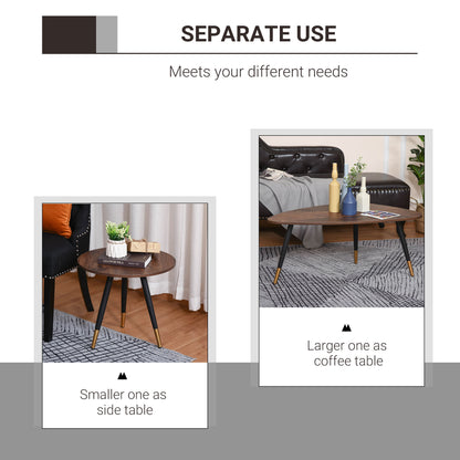 HOMCOM Set of Two Scandinavian-Style Coffee Tables - Walnut 