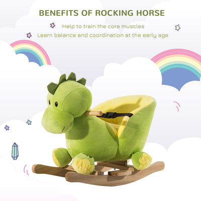HOMCOM Kids Rocking Horse, Plush Ride-On Dinosaur Seat, with Seat Safety Belt, 32 Songs, Ride-On Horse 