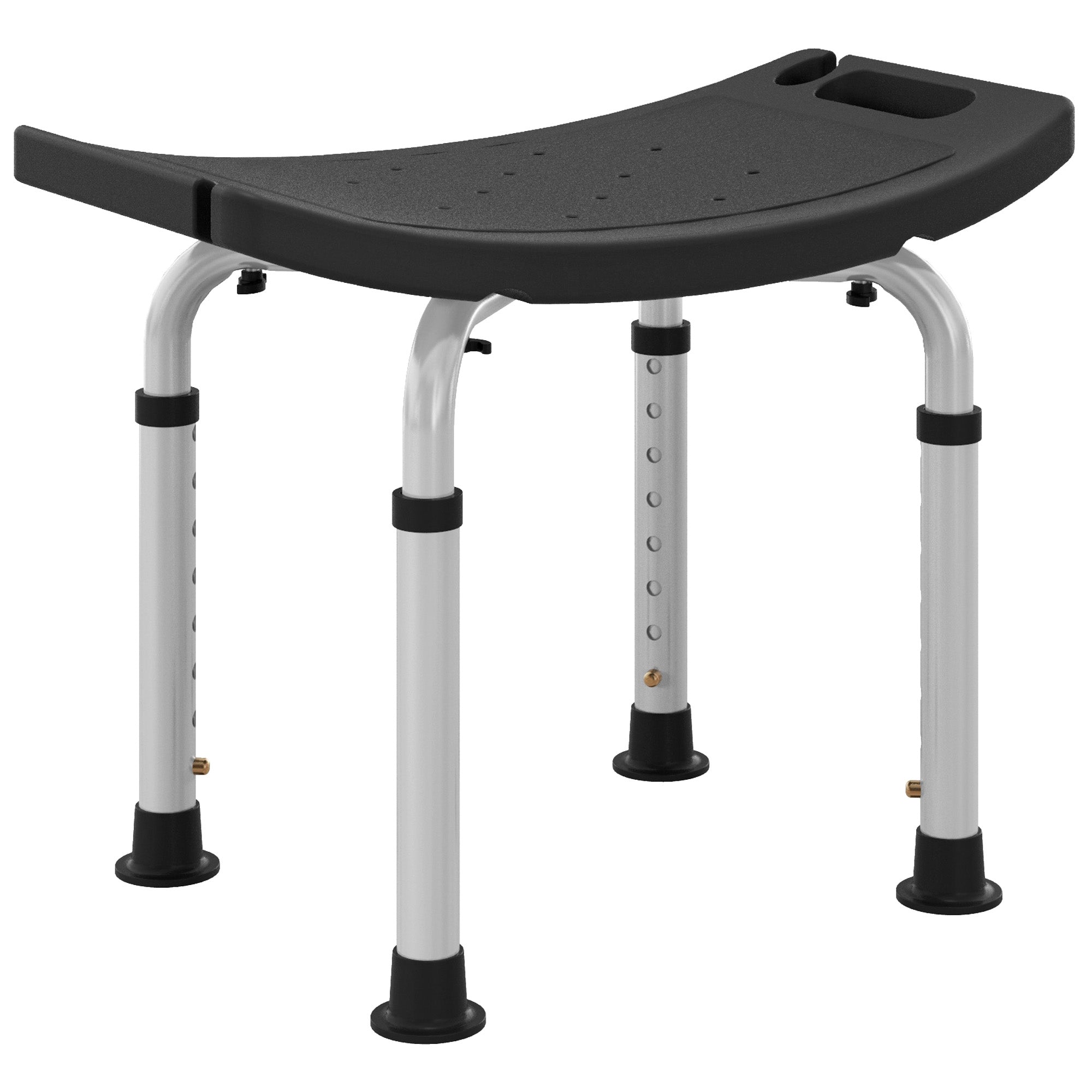 HOMCOM Height Adjustable Bath Stool, Aluminium Shower Stool with Non-Slip Pads for Elderly, Disabled, Seniors, Pregnant, Black 