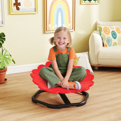 AIYAPLAY Flower-Shaped Sensory Spinning Chair with Non-Slip Base for Balance/Coordination, Red 