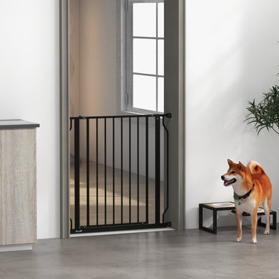 PawHut Extra Wide Dog Safety Gate, with Door Pressure, for Doorways, Hallways, Staircases - Black 