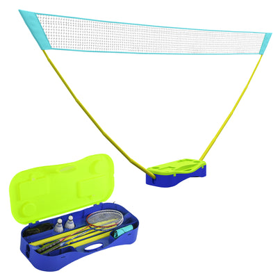 SPORTNOW Portable Badminton Net Set w/ Volleyball Net, Rackets, Shuttlecocks 