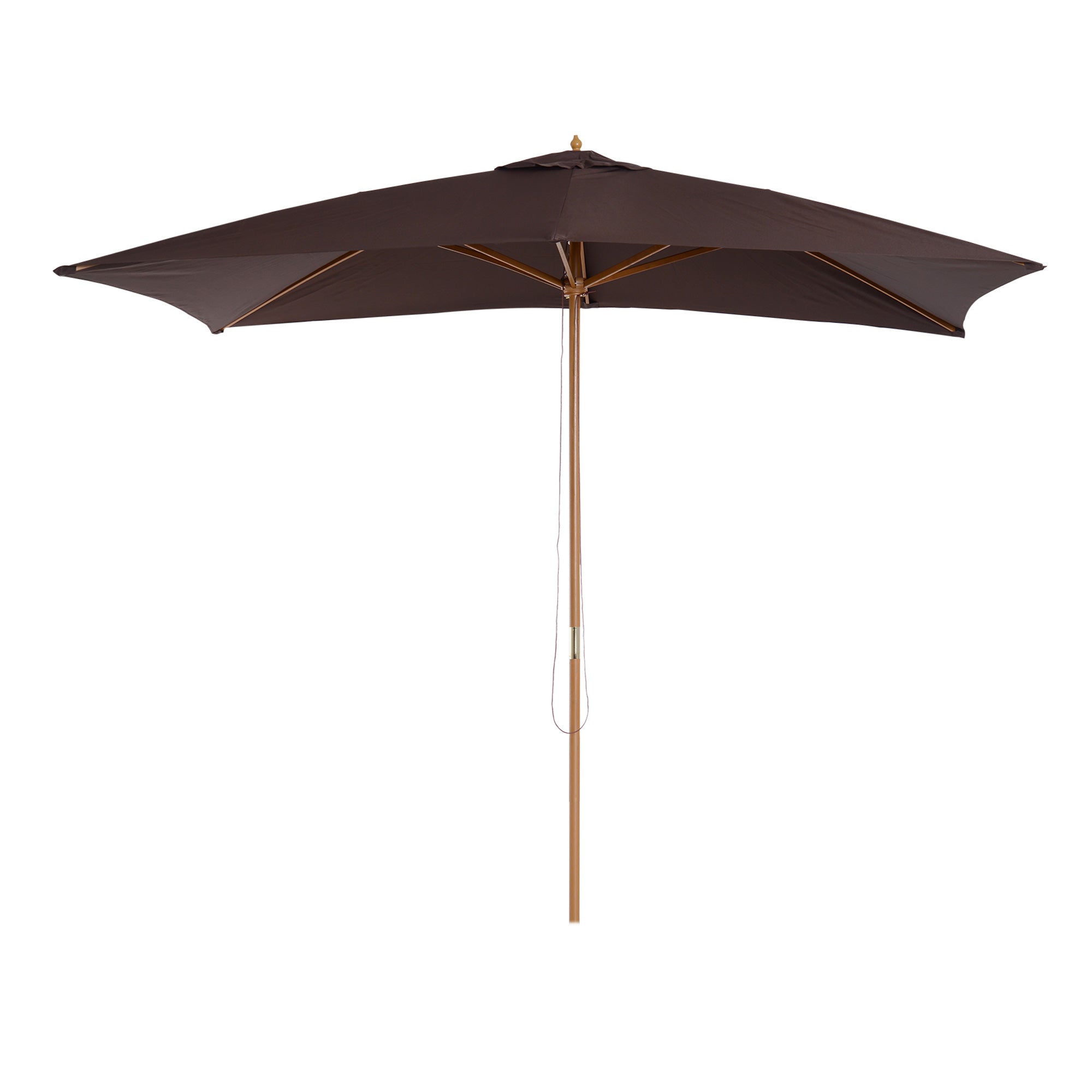 Outsunny 2 x 3m Wooden Garden Parasol Umbrella Outdoor Sun Shade Canopy, Dark Coffee 