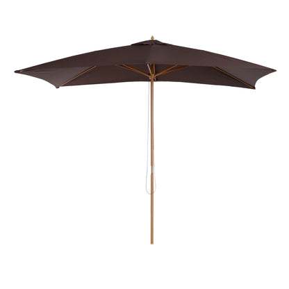 Outsunny 2 x 3m Wooden Garden Parasol Umbrella Outdoor Sun Shade Canopy, Dark Coffee 