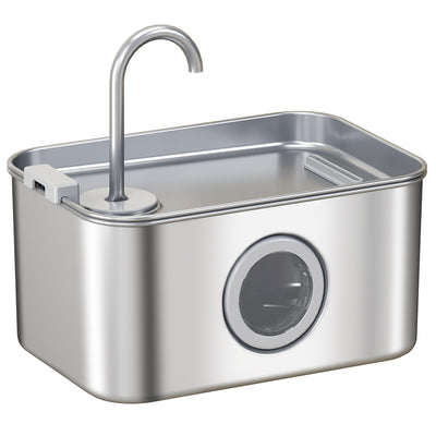 PawHut 3.2L Cat Water Fountain for Drinking, Cat Fountain Stainless Steel with Visible Water-Level Window, Ultra-Silent Pump 