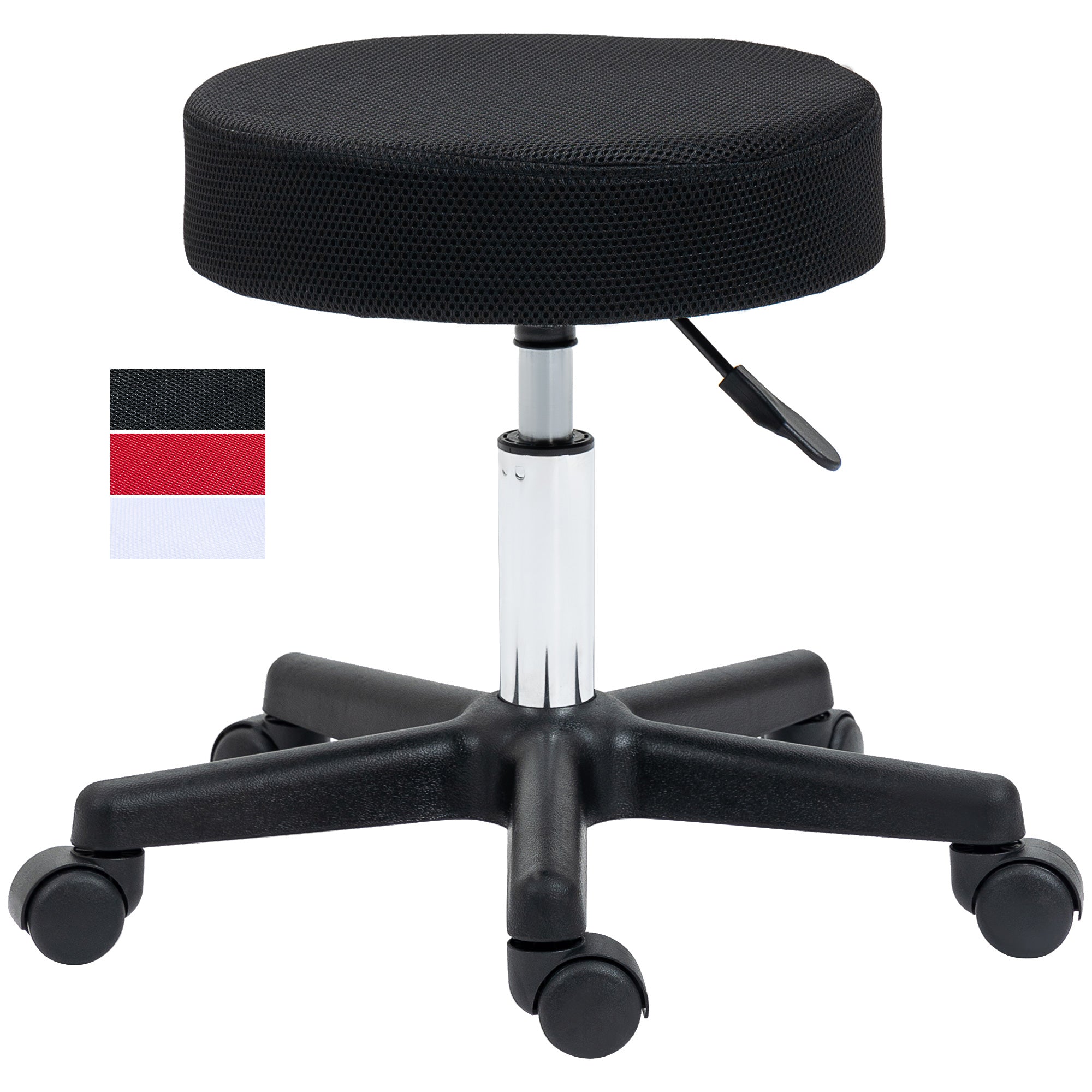 HOMCOM Hydraulic Swivel Salon Spa Stool Height Adjustable Facial Massage Tattoo with 3 Changeable Seat Covers, Black 