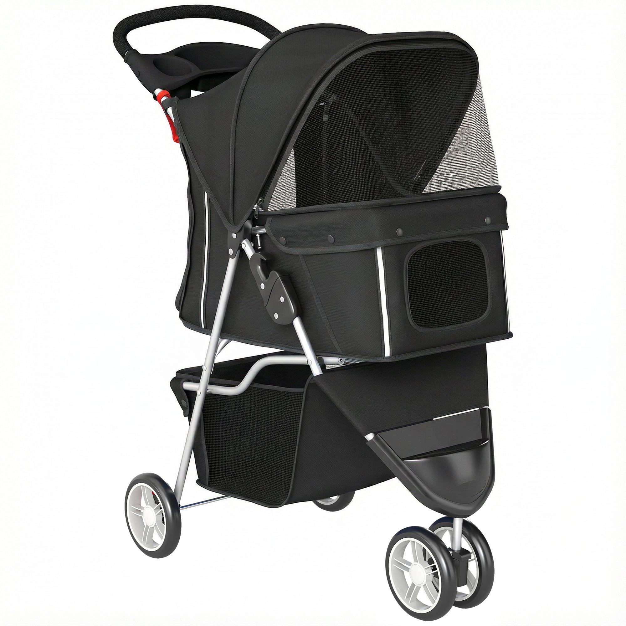 PawHut 3 Wheel Pet Stroller for Small and Miniature Dogs, Black 
