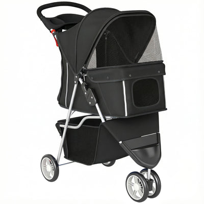 PawHut 3 Wheel Pet Stroller for Small and Miniature Dogs, Black 