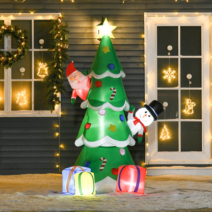 HOMCOM 7FT Christmas Inflatable Tree LED Lighted for Indoor Outdoor Decoration 