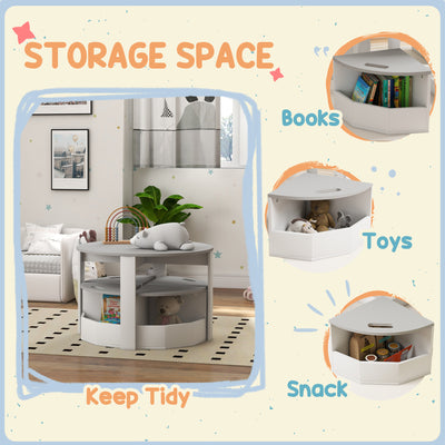 AIYAPLAY 5-Piece Kids Table and Chairs Set with Storage for Toddler 3-8 Years Old, Grey 