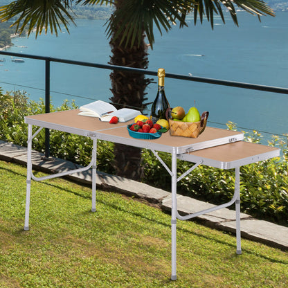 Outsunny Aluminium MDF-Top 4ft Folding Portable Outdoor Table Silver 