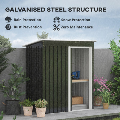 Outsunny 5 x 3ft Garden Storage Shed with Sliding Door and Sloped Roof Outdoor Equipment Tool, Black 
