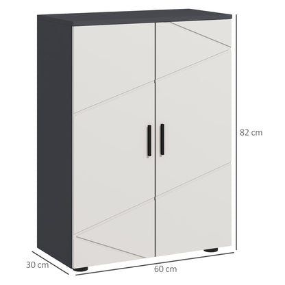 kleankin Small Bathroom Cabinet, Bathroom Storage Cabinet with 2-Doors Cupboard, 2 Adjustable Shelves and Soft Close Mechanism, Grey 