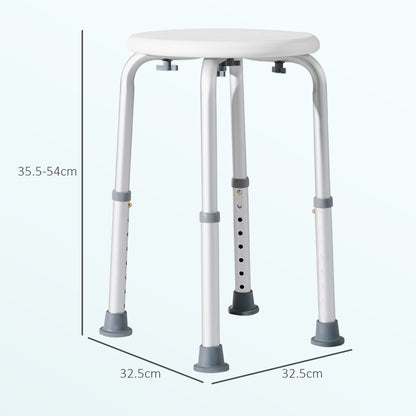 HOMCOM Shower Chair, Height Adjustable Aluminium Shower Stool with Non-Slip Feet for Disabled, Elderly, White 