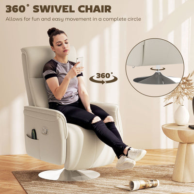 HOMCOM 10-Point Massage Recliner Armchair - Cream 