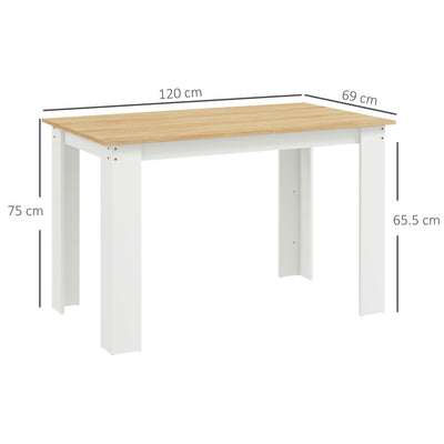 HOMCOM Dining Table for 4-6 People, Kitchen Table with Wood Effect for Dining Room, Oak and White 