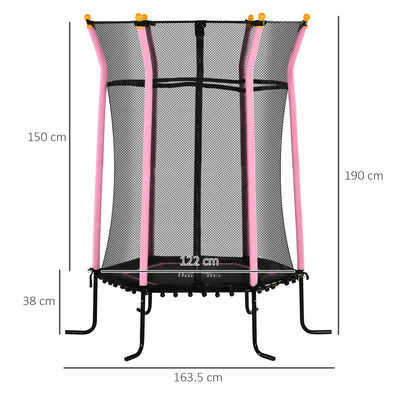 HOMCOM Kids Trampoline Mini Bouncer with Enclosure Safety Net For Ages 3-10 Years - Pink 