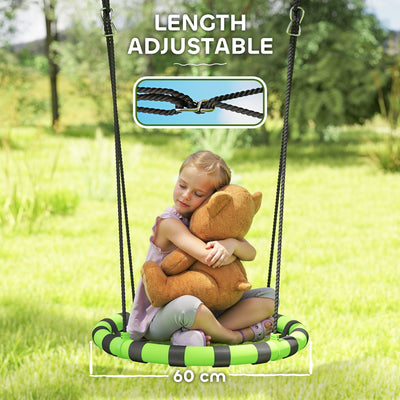 AIYAPLAY 60 cm Diameter Kid Nest Swing Seat with Height Adjustable Ropes for Outdoor Indoor, Black 