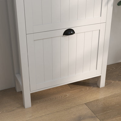 HOMCOM Narrow Shoe Cabinet with 2 Flip Drawers and Adjustable Shelves, White 