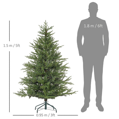 HOMCOM 5ft Bushy and Bare Artificial Christmas Tree - Green 