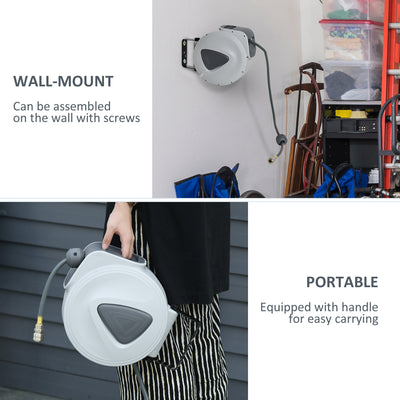 DURHAND Retractable Air Hose Reel 10m+ 90cm Hose Diameter 3/ 8" 9.5mm, Hose Connector 1/ 4" BSP, Wall Mount Auto Rewind Hose- Reel 