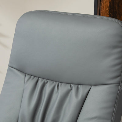 HOMCOM Swivel Recliner Chair with Footstool, PU Leather Armchair and Ottoman with High Back and Round Base for Living Room, Grey 