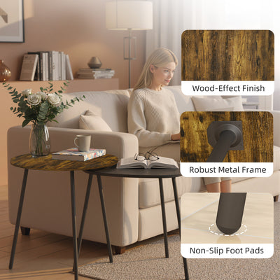 HOMCOM Nesting Side Table Set of 2 - Rustic Brown 