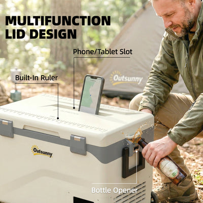 Outsunny 42.5L Compressor Car Fridge Freezer, Camping Refrigerator with App Control, 20℃-20℃ 
