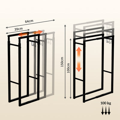 Outsunny 40-65/100-150cm Adjustable Metal Firewood Log Holder 