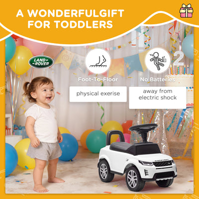 AIYAPLAY Land Rover Licensed Toddler Ride on Car with Horn, Engine Sounds, Under-Seat Storage, for 18-36 Months, White 