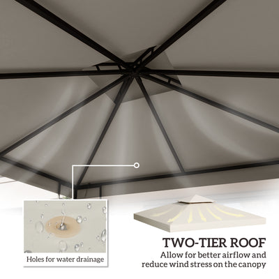 Outsunny Gazebo Replacement Canopy 3x3 m-Cream White 