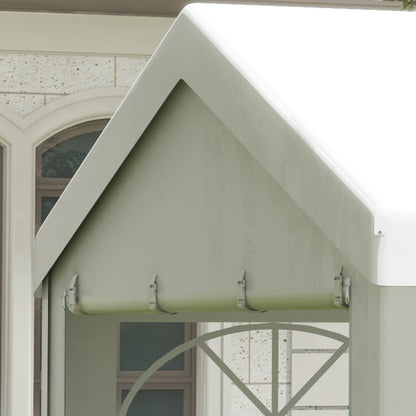 Outsunny 4m x 4m Marquee Party Tent Wedding Canopy, Pop Up Gazebo with Sidewalls, Doors, Windows, Galvanised Garden Gazebo for Parties Events, White 