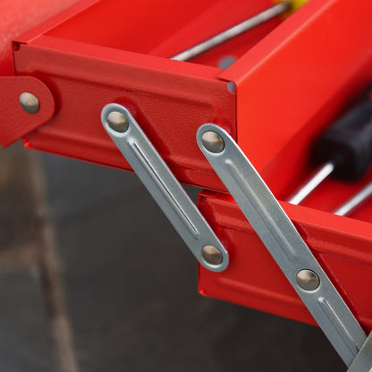 DURHAND Metal Tool Box 3 Tier 5 Tray Professional Portable Storage Cabinet Workshop Cantilever Toolbox with Carry Handle, 45cmx20cmx34.5cm, Red 
