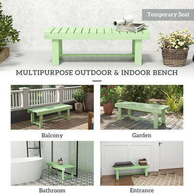 Outsunny Wooden Garden Bench, Backless Outdoor Loveseat with Slatted Seat, Light Green 