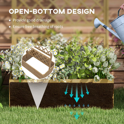 Outsunny Wooden Trellis Planter Box, Raised Garden Bed to Grow Vegetables, Herbs and Flowers, Natural Tone 