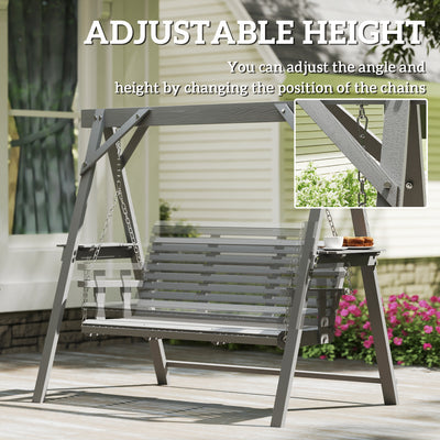 Outsunny Three-Seater Wooden Swing Bench, Dark Grey 