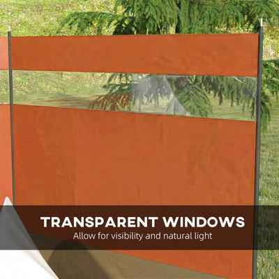 Outsunny Camping Windbreaker with Clear Windows, Carry Bag and Steel Poles, for Beach Caravan Campervan, 440 x 140cm, Orange 