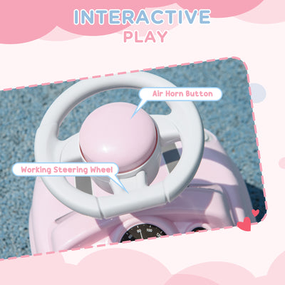 AIYAPLAY Foot To Floor Ride On Car Sliding Car w/ Air Horn, Anti-Over-Backwards, 18 to 36 Months - Pink 
