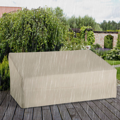 Outsunny 600D Oxford Cloth Furniture Cover, 3 Seater Sofa Protector for Garden Patio, Outdoor, Waterproof, Beige, 218 x 111 x 63-101 cm 