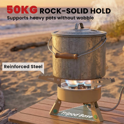 Outsunny 7000W Camping Stove with Piezo Ignition, High Power Gas Stove with 50kg Capacity and Carry Bag for Outdoor Hiking Khaki 