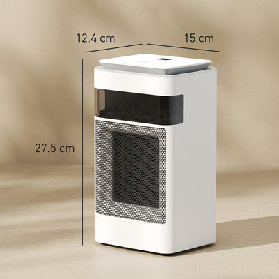 HOMCOM Ceramic Electric Heater, 1500W Fan Space Heater with 3 Modes, 24H Timer, Flame Effect, Oscillation for Bedroom, White 