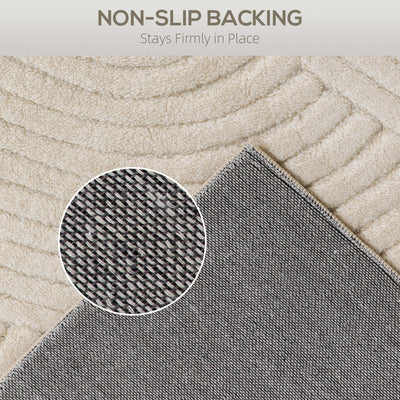 HOMCOM Modern Geometric Rug, Thick Plush, Non-Slip, 160 x 120 cm – Cream, Living Room/Bedroom/Office 